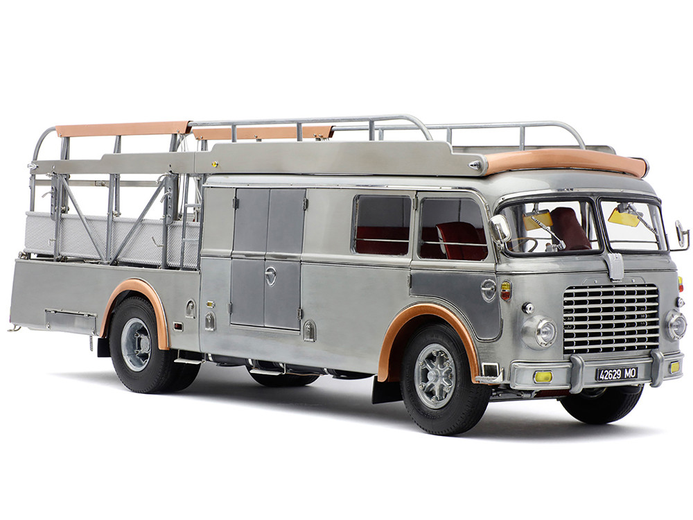 Fiat 642 RN2 Bartoletti Car Transporter Raw Metal Clear Finish Limited Edition to 500 pieces Worldwide 1/18 Diecast Model Car by CMC diecast model