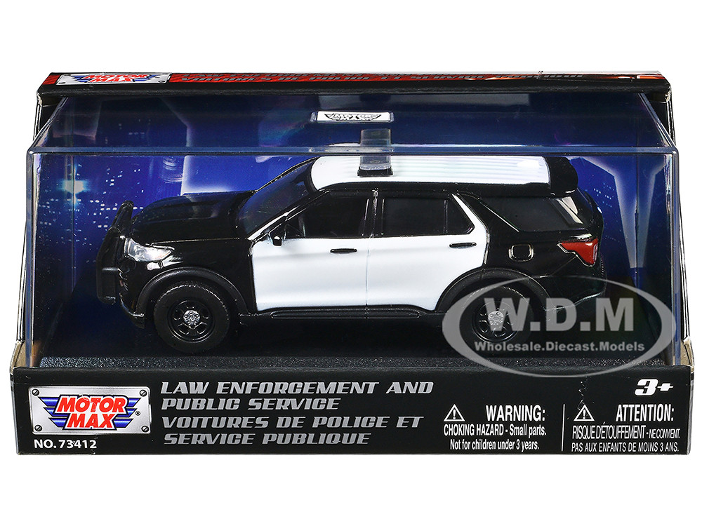 2022 Ford Police Interceptor Utility Black and White Unmarked "Law Enforcement and Public Service" Series 1/43 Diecast Model Car by Motormax diecast model