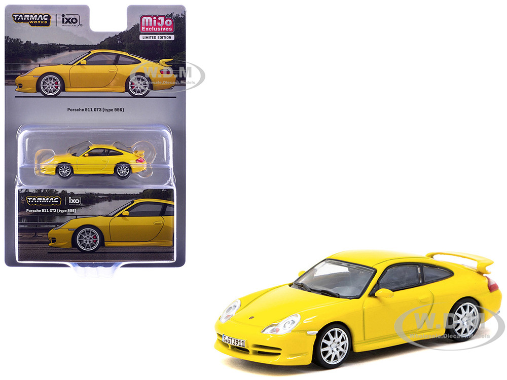 Porsche 911 GT3 (996) Yellow "Global64" Series 1/64 Diecast Model by Tarmac Works diecast model