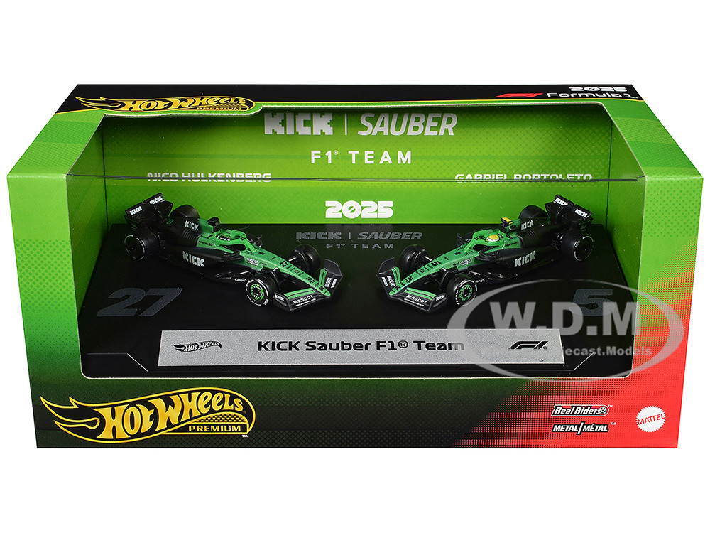 "Kick Sauber F1 Team" Formula One F1 World Championship (2025) 2 Piece Set Diecast Model Cars by Hot Wheels diecast model