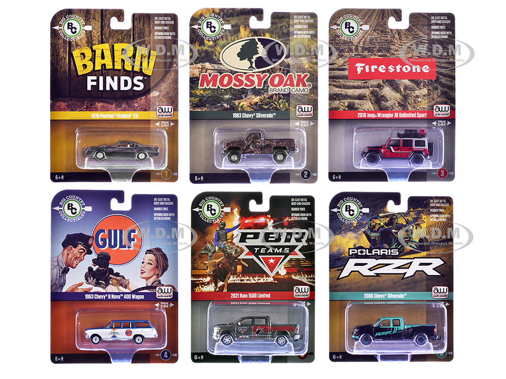 Big Country Collectibles 2025 Release 1 Set of 6 pieces 1/64 Diecast Model Cars by Auto World diecast model