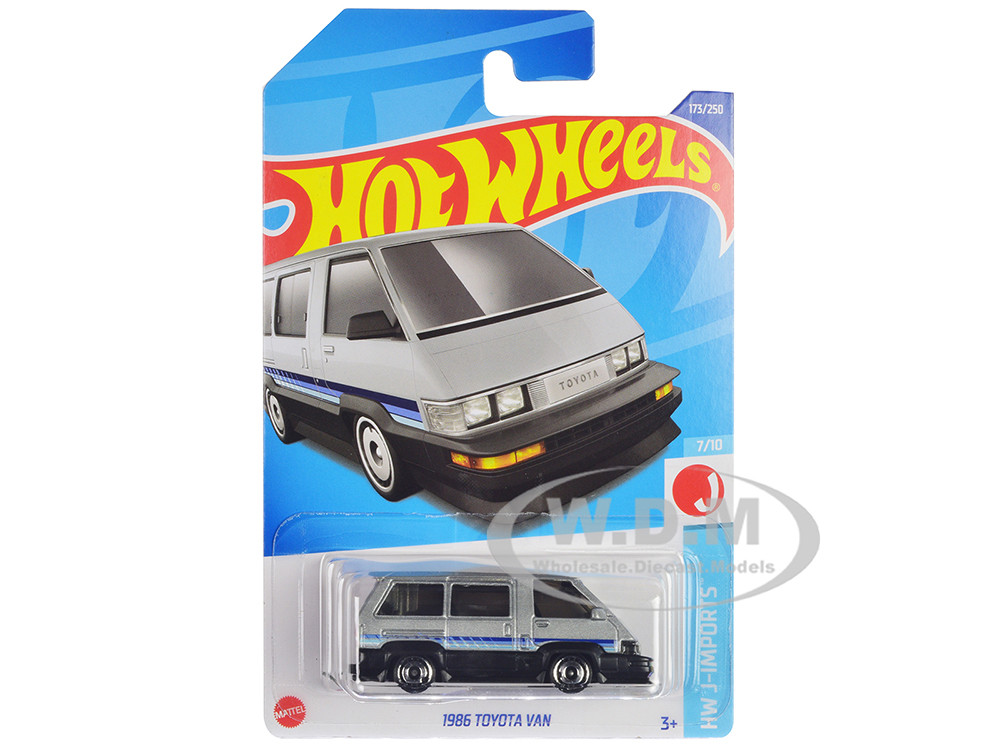 1986 Toyota Van Silver Metallic and Black with Stripes "HW J-Imports" Series Diecast Model Car by Hot Wheels diecast model