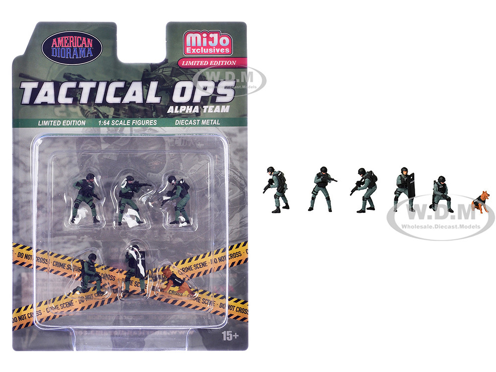 "Tactical Ops Alpha Team" 6 piece Diecast Figure Set (6 Figures) Limited Edition for 1/64 Scale Models by American Diorama diecast model