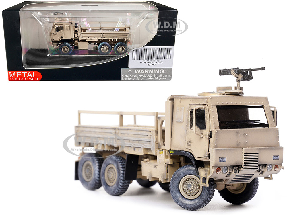 M1083 MTV (Medium Tactical Vehicle) Armored Cab Cargo Truck with Turret Desert Camouflage "US Army" "Armor Premium" Series 1/72 Diecast Model by Panzerkampf diecast model
