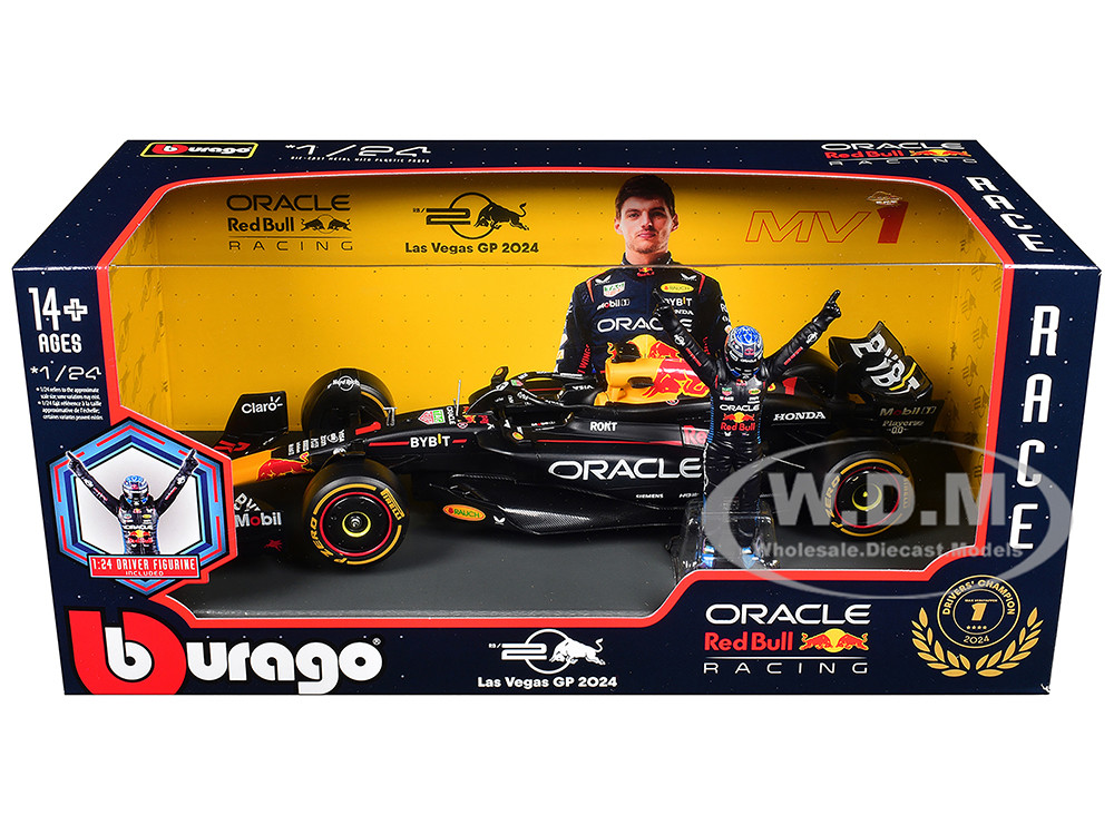 Red Bull Racing RB20 #1 Max Verstappen "Oracle" Winner Formula One F1 Championship "Drivers' Champion" (2024) with Driver Figure 1/24 Diecast Model Car by Bburago diecast model