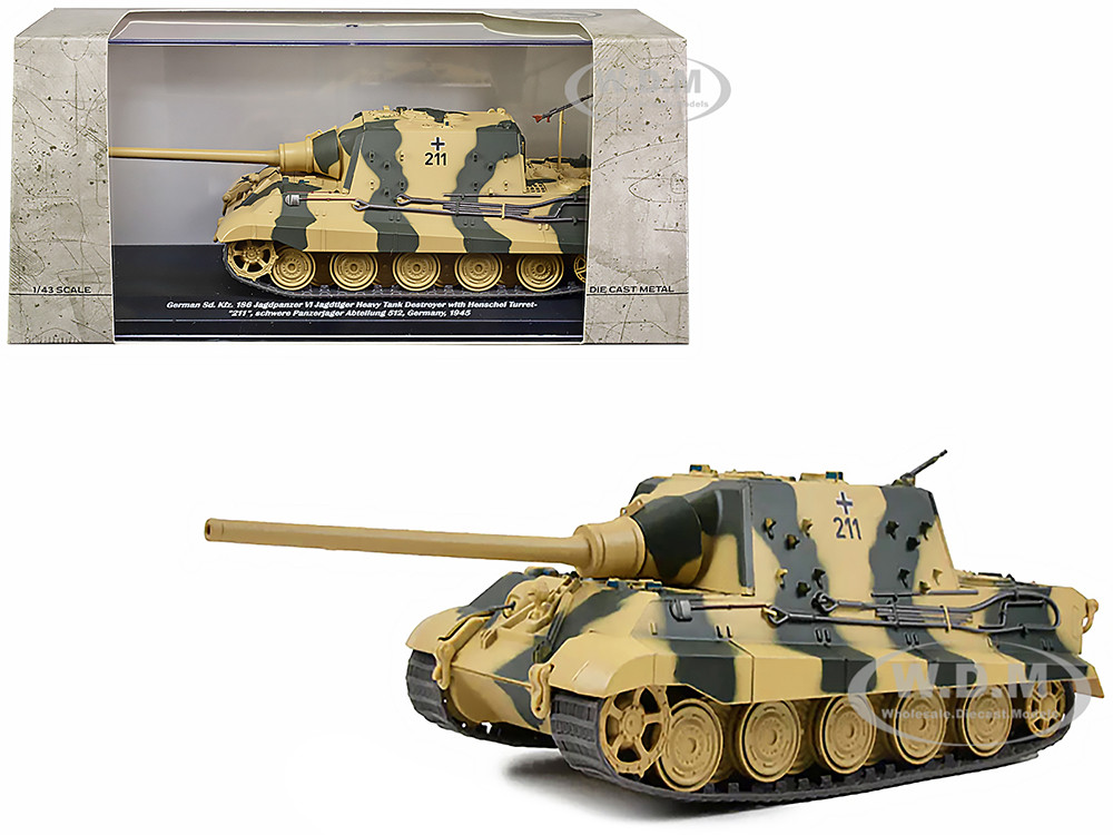 German Sd. Kfz. 186 Jagdpanzer VI Jagdtiger Heavy Tank Destroyer #211 with Henschel Turret "Schwere Panzerjager Abteilung 512, Germany, 1945" 1/43 Diecast Model by AFVs of WWII diecast model