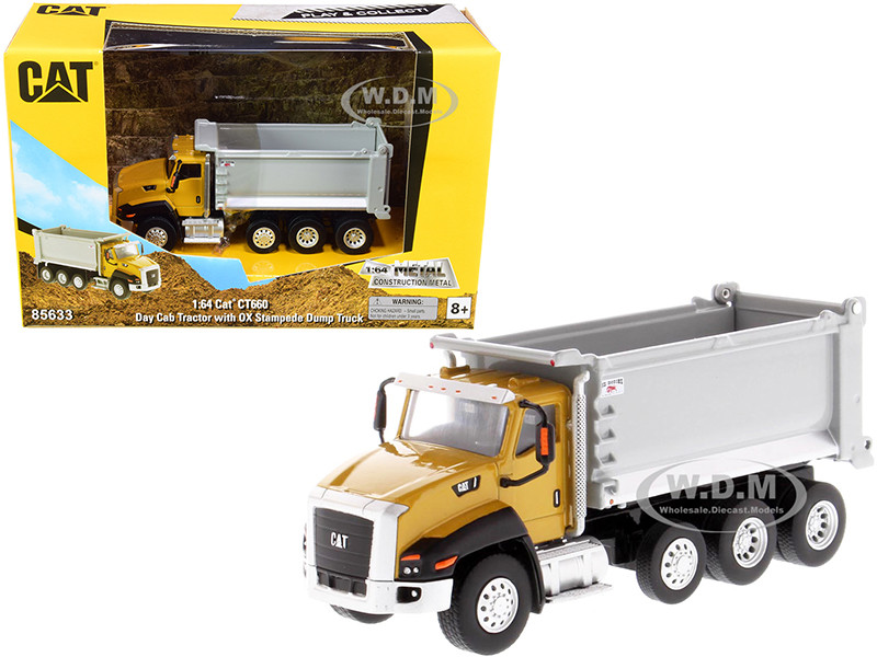 CAT Caterpillar CT660 Day Cab Tractor with OX Stampede Dump Truck "Play & Collect!" Series 1/64 Diecast Model by Diecast Masters diecast model