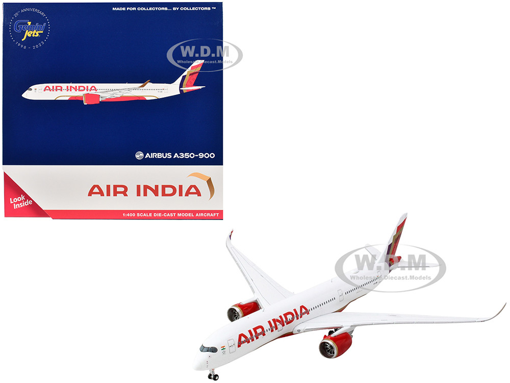 Airbus A350-900 Commercial Aircraft "Air India" (VT-JRH) White with Tail Graphics 1/400 Diecast Model Airplane by GeminiJets diecast model