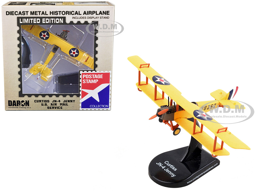 Curtiss JN4 "Jenny" Biplane Aircraft "US Air Mail Service" United States Army 1/100 Diecast Model Airplane by Postage Stamp diecast model