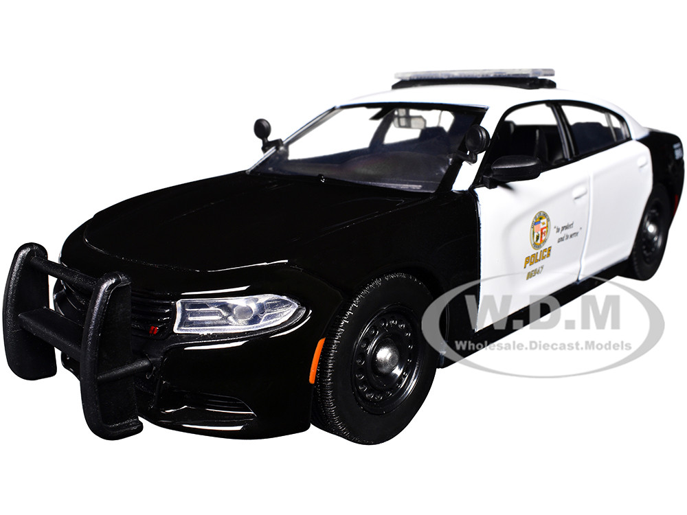 2023 Dodge Charger Pursuit Police Car "LAPD (Los Angeles Police Department)" Black and White "Law Enforcement and Public Service" Series 1/24 Diecast Model Car by Motormax diecast model