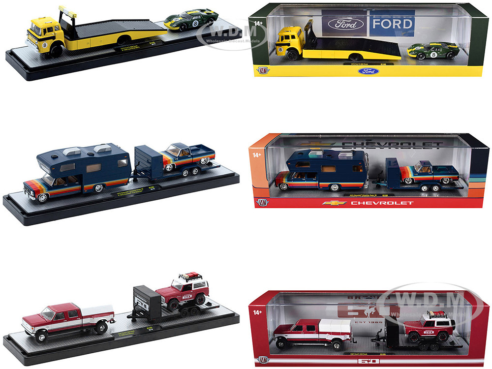 Auto Haulers Set of 3 Trucks Release 100 Limited Edition to 9600 pieces Worldwide 1/64 Diecast Models by M2 Machines diecast model