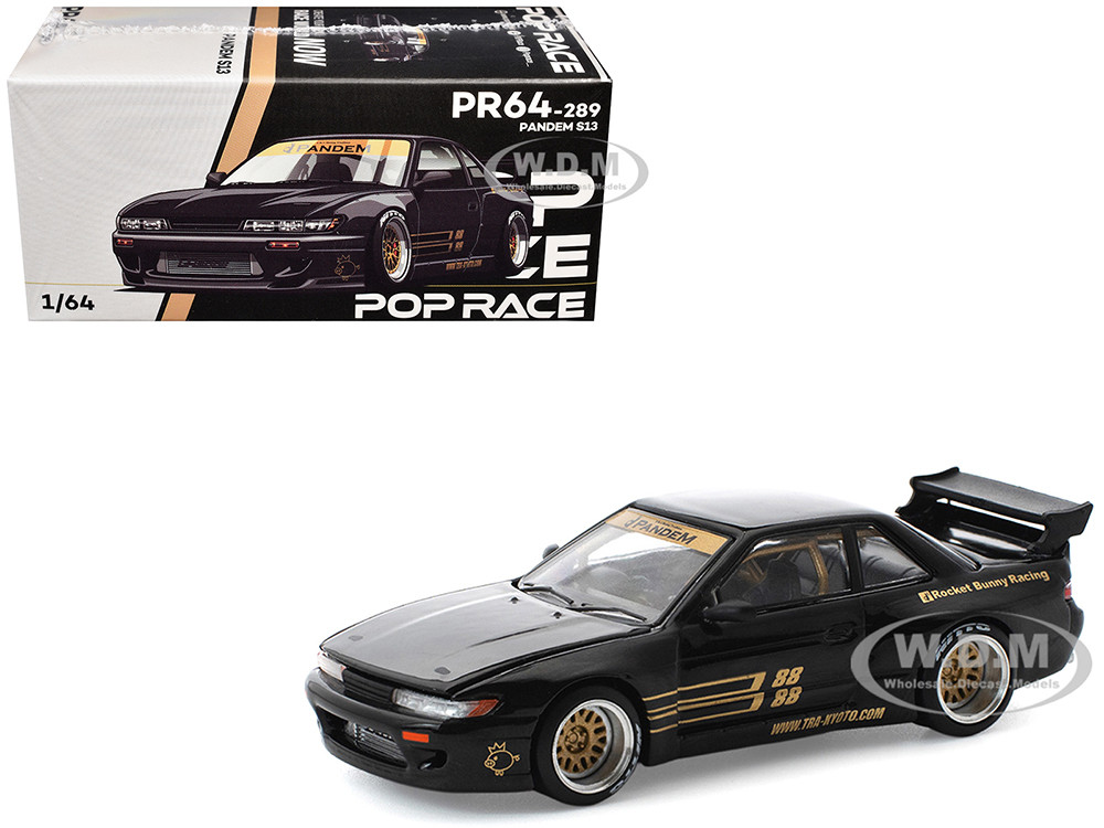 Pandem S13 RHD (Right Hand Drive) Black with Gold Accents 1/64 Diecast Model Car by Pop Race diecast model