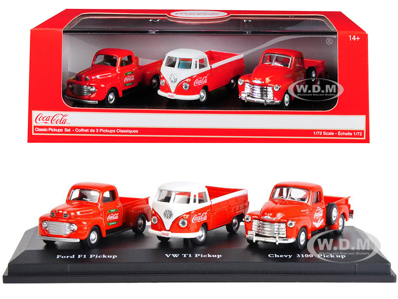 "Classic Pickups" Gift Set of 3 Pickup Trucks "Coca Cola" 1/72 Diecast Model Cars by Motor City Classics diecast model