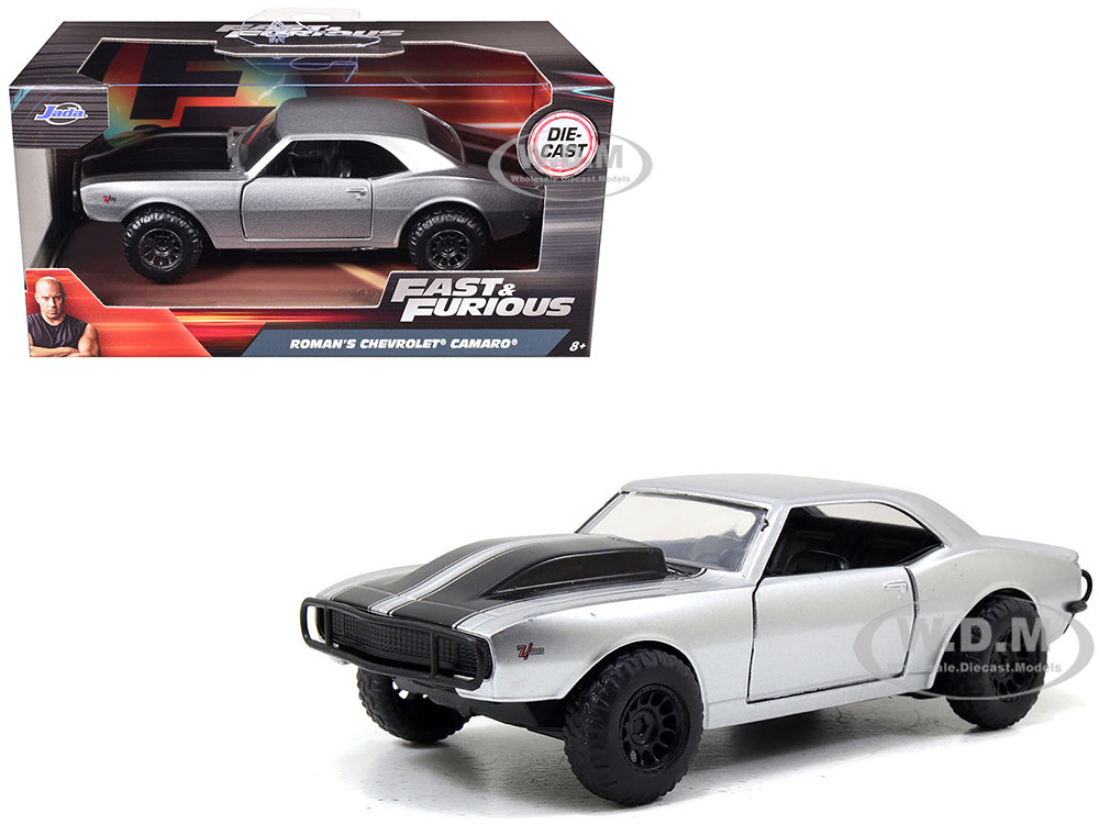 Roman's Chevrolet Camaro Z/28 Silver with Black Stripes "Fast & Furious 7" (2015) Movie 1/32 Diecast Model Car by Jada diecast model