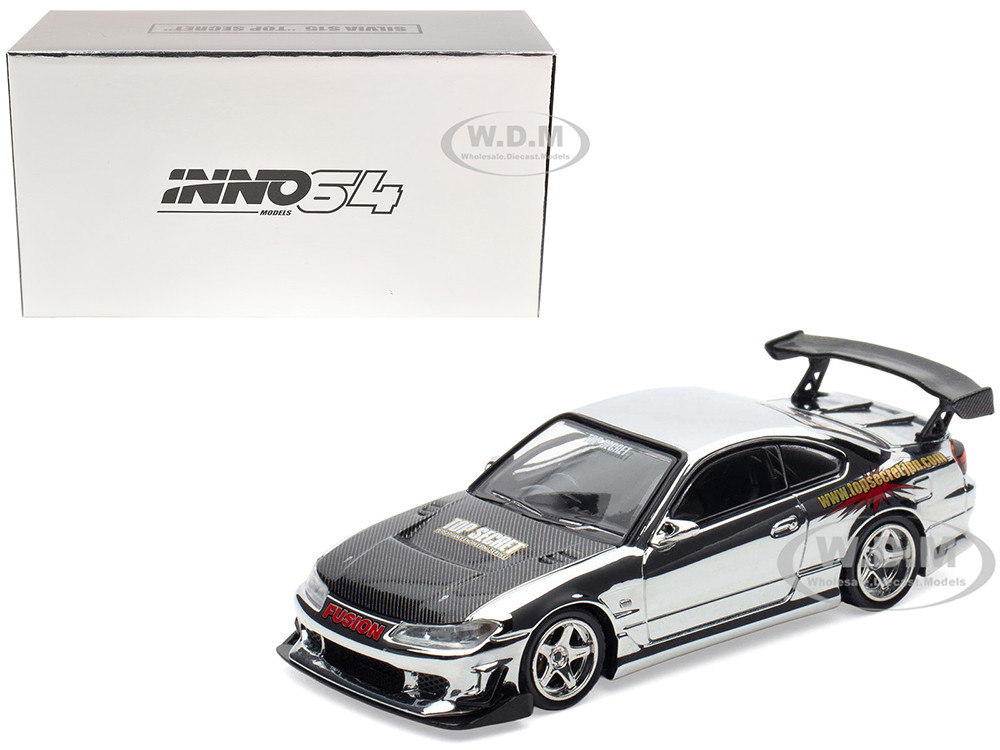 Nissan "Top Secret" Silvia (S15) RHD (Right Hand Drive) Chrome with Carbon Hood "Tokyo Auto Salon Kuala Lumpur 2025 Event Edition" 1/64 Diecast Model Car by Inno Models diecast model
