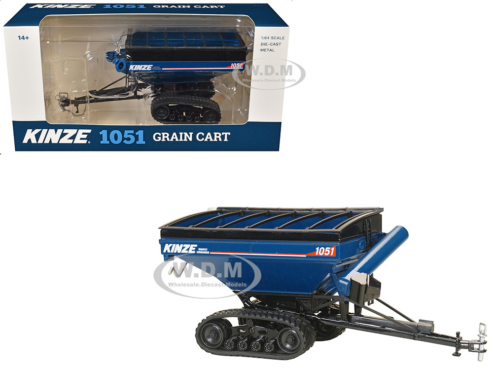 Kinze 1051 Grain Cart with Tracks Blue 1/64 Diecast Model by SpecCast diecast model