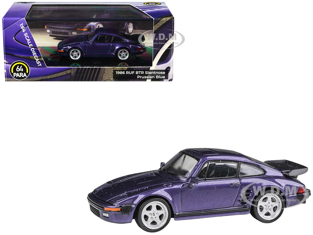 1986 RUF BTR Slantnose Prussian Blue Metallic 1/64 Diecast Model Car by Paragon Models diecast model