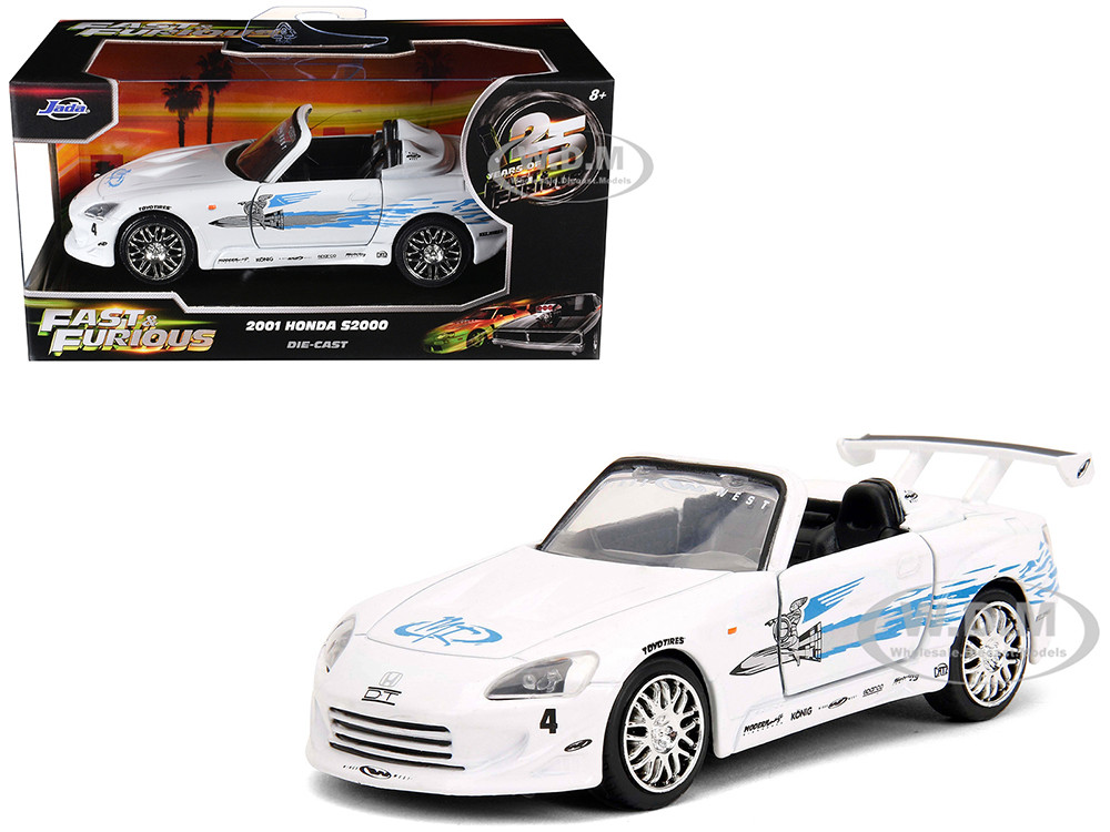 2001 Honda S2000 Convertible White with Graphics "Fast & Furious Remix - 25th Anniversary" Series 1/32 Diecast Model Car by Jada diecast model