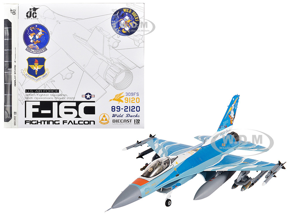 Lockheed F-16C Fighting Falcon Fighter Aircraft "309th Fighter Squadron, 56th Operations Group, Wild Ducks" (2022) United States Air Force 1/72 Diecast Model by JC Wings diecast model