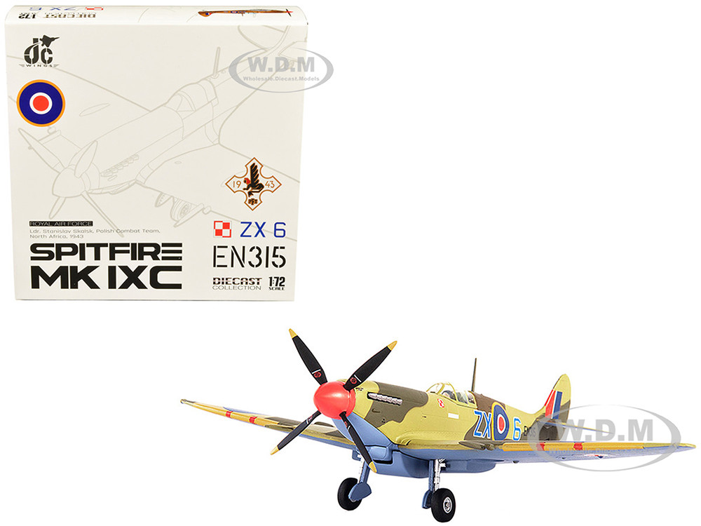 Supermarine Spitfire MK IXC Fighter Aircraft "Royal Air Force, Ldr. Stanislav Skalsk, Polish Combat Team, North Africa" (1943) 1/72 Diecast Model by JC Wings diecast model
