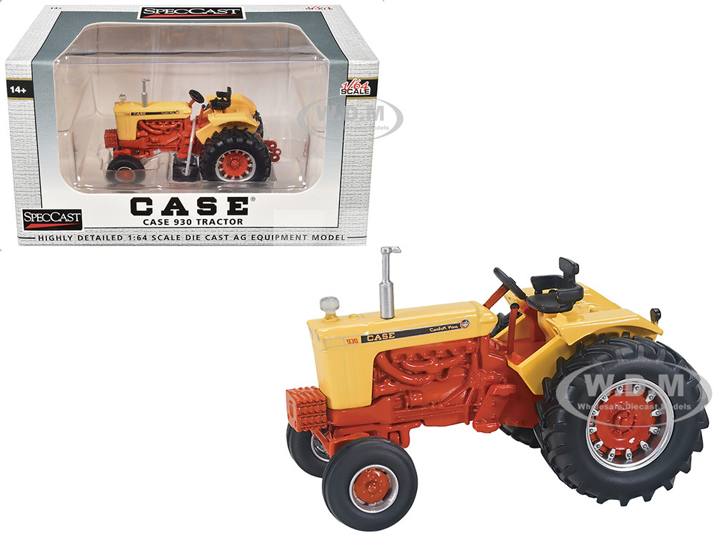 Case 930 Open Station Tractor Yellow and Orange 1/64 Diecast Model by SpecCast diecast model