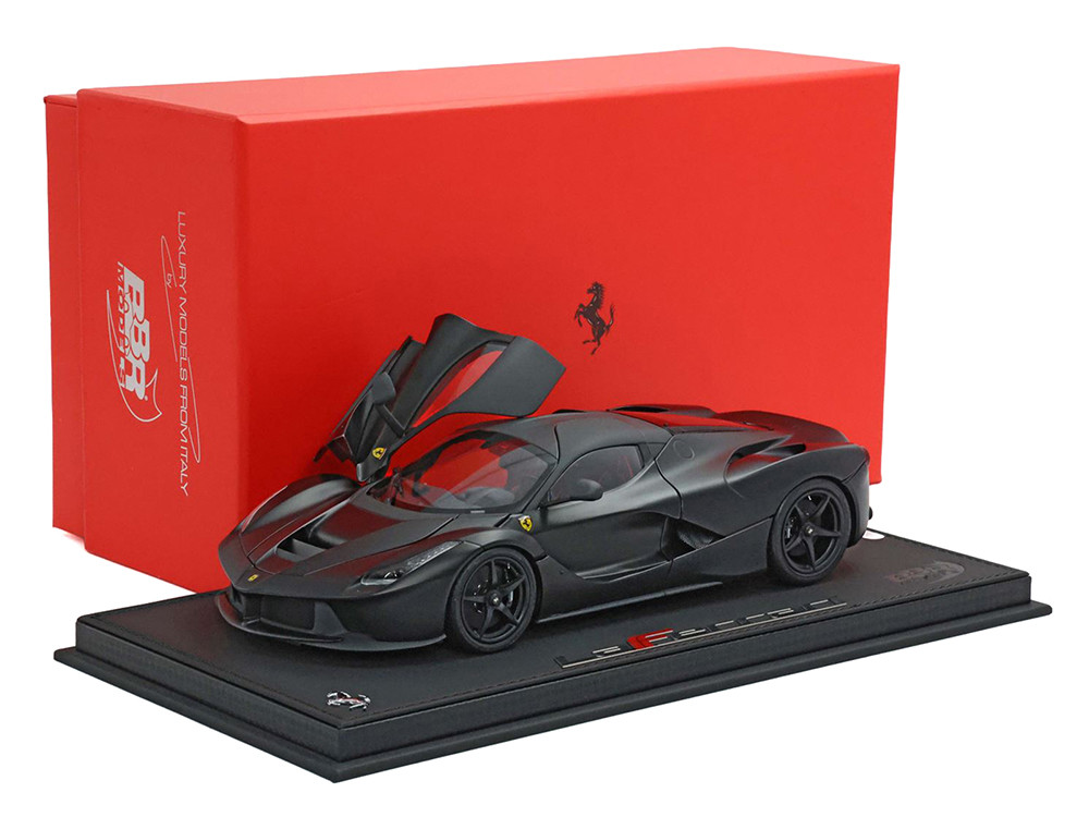Ferrari LaFerrari Matt Black With Display Case Limited Edition to 78 pieces Worldwide 1/18 Diecast Model Car by BBR diecast model