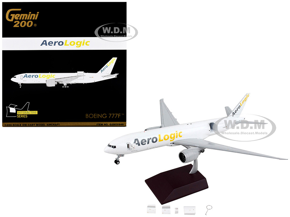 Boeing 777F Commercial Aircraft "AeroLogic" White "Gemini 200 - Interactive" Series 1/200 Diecast Model Airplane by GeminiJets diecast model