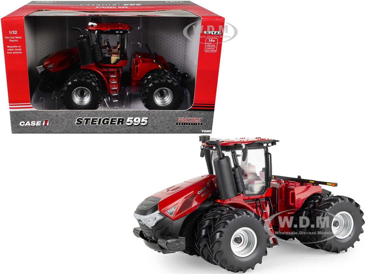 Case IH Steiger 595 Tractor with Dual Wheels Red "Prestige Collection" Series 1/32 Diecast Model by ERTL TOMY diecast model