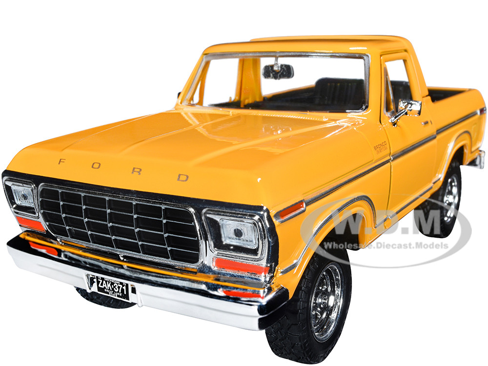 1978 Ford Bronco Custom (Open Top) Yellow with "Timeless Legends" Series 1/24 Diecast Model Car by Motormax diecast model