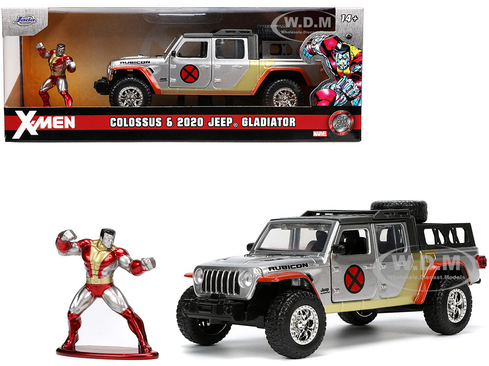 2020 Jeep Gladiator Pickup Truck Silver and Colossus Diecast Figurine "X-Men" Marvel "Hollywood Rides" Series 1/32 Diecast Model Car by Jada diecast model