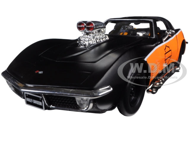 1970 Chevrolet Corvette Harley Davidson Black/Orange 1/24 Diecast Model Car by Maisto diecast model