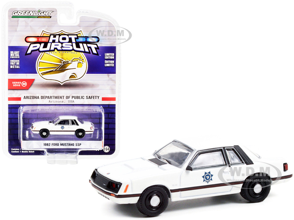 1982 Ford Mustang SSP White "Arizona Department of Public Safety" "Hot Pursuit" Series 39 1/64 Diecast Model Car by Greenlight diecast model