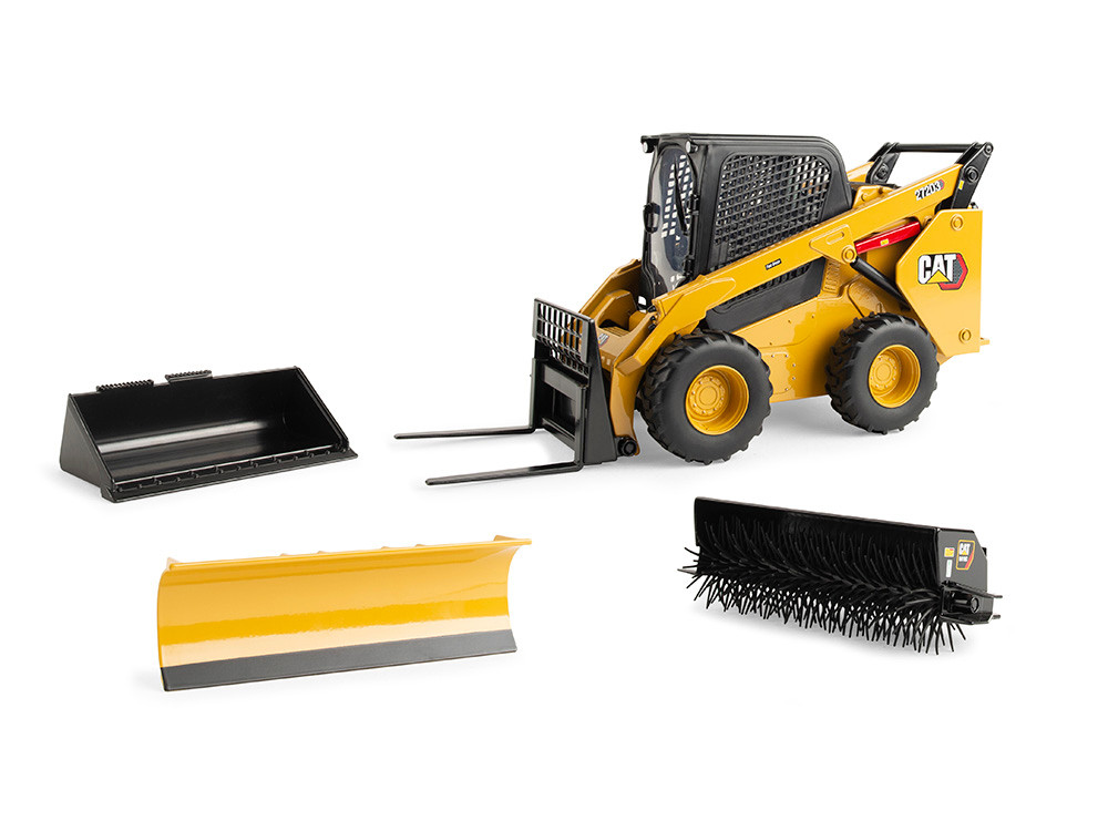 CAT Caterpillar 272D3 Wheeled Skid Steer Loader with Working Tools Yellow 1/16 Diecast Model by ERTL TOMY diecast model