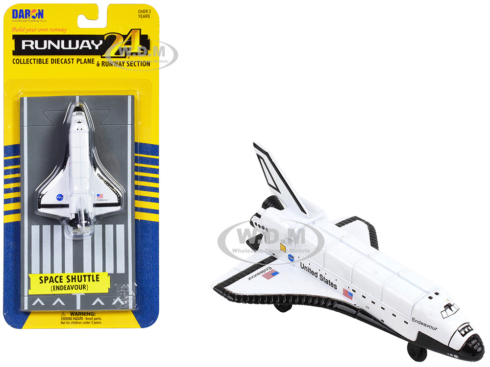 NASA "Endeavour" Space Shuttle White "United States" with Runway Section Diecast Model Airplane by Runway24 diecast model