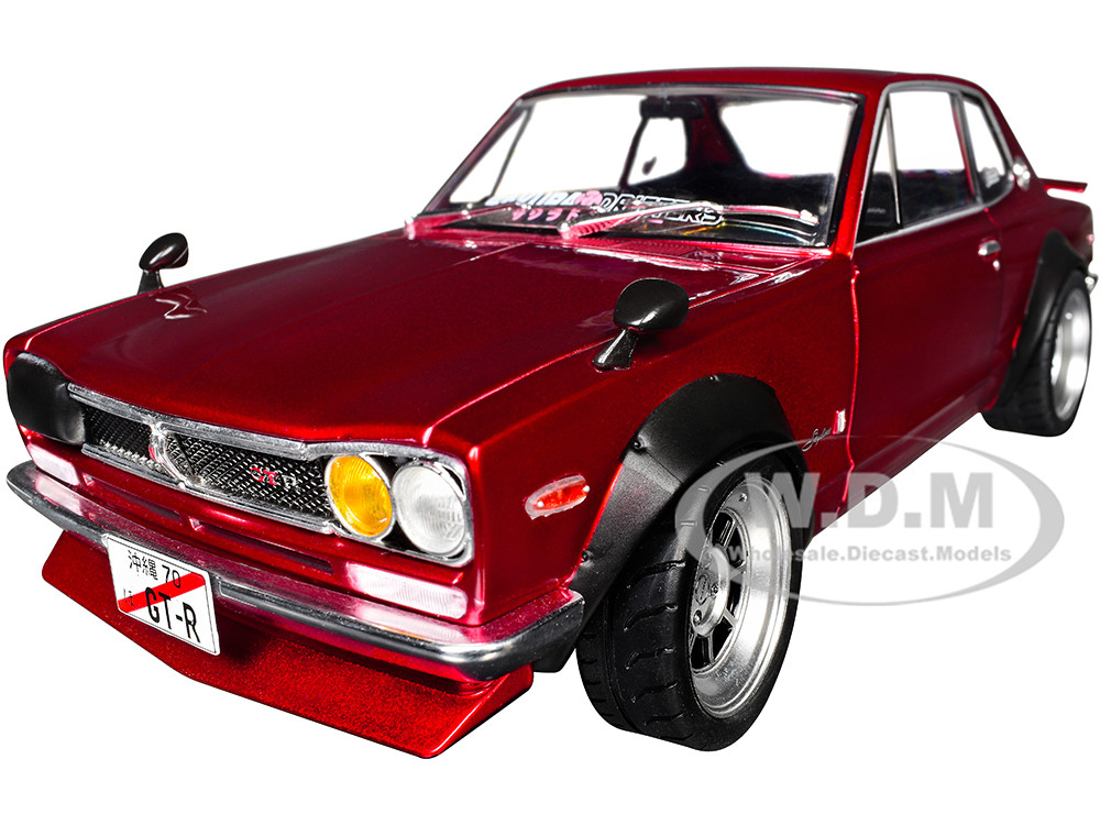 1970 Nissan Skyline (C10) Hakosuka RHD (Right Hand Drive) Red Metallic 1/18 Diecast Model Car by Solido diecast model