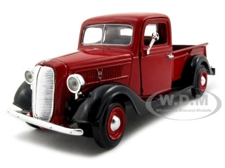 1937 Ford Pickup Truck Red and Black 1/24 Diecast Model Car by Motormax diecast model