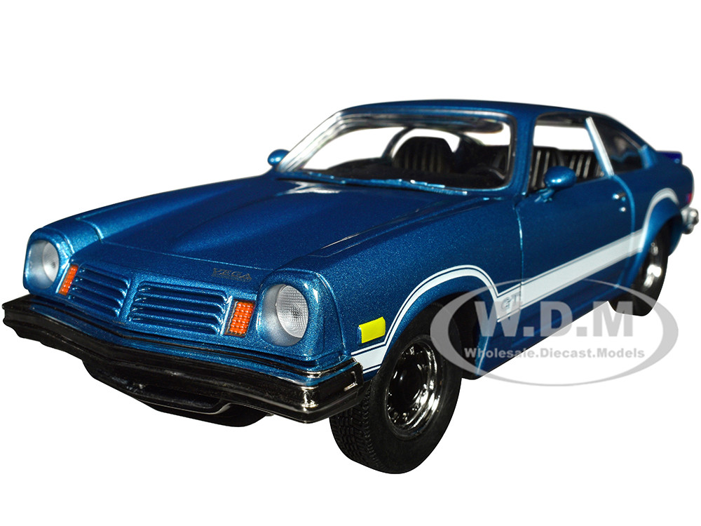 1974 Chevrolet Vega GT Blue Metallic with White Stripes "Forgotten Classics" Series 1/24 Diecast Model Car by Motormax diecast model