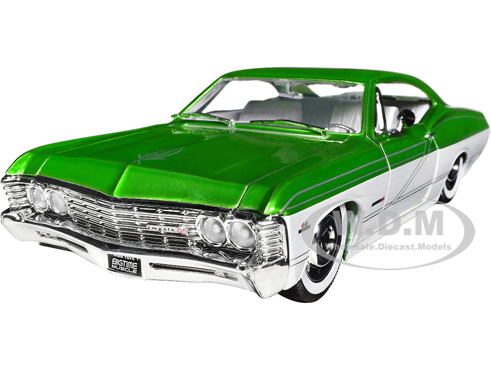 1967 Chevrolet Impala SS Green Metallic and White with White Interior "Bigtime Muscle" Series 1/24 Diecast Model Car by Jada diecast model