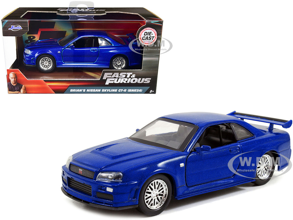Brian's Nissan Skyline GT-R R34 Blue "Fast & Furious" Movie 1/32 Diecast Car Model by Jada diecast model