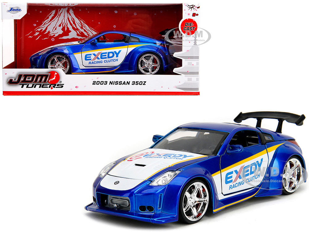 2003 Nissan 350Z "Exedy Racing Clutch" Candy Blue and White "JDM Tuners" Series 1/24 Diecast Model Car by Jada diecast model