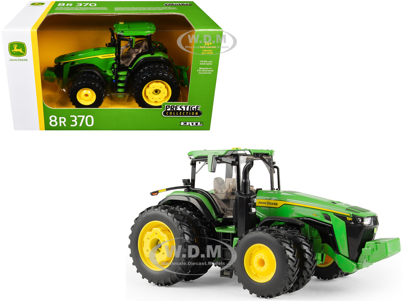 John Deere 8R 370 Tractor with Dual Wheels Green "Prestige Collection" Series 1/32 Diecast Model by ERTL TOMY diecast model