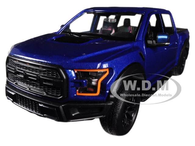 2017 Ford F-150 Raptor Pickup Truck Blue with Black Wheels 1/27 Diecast Model Car by Motormax diecast model