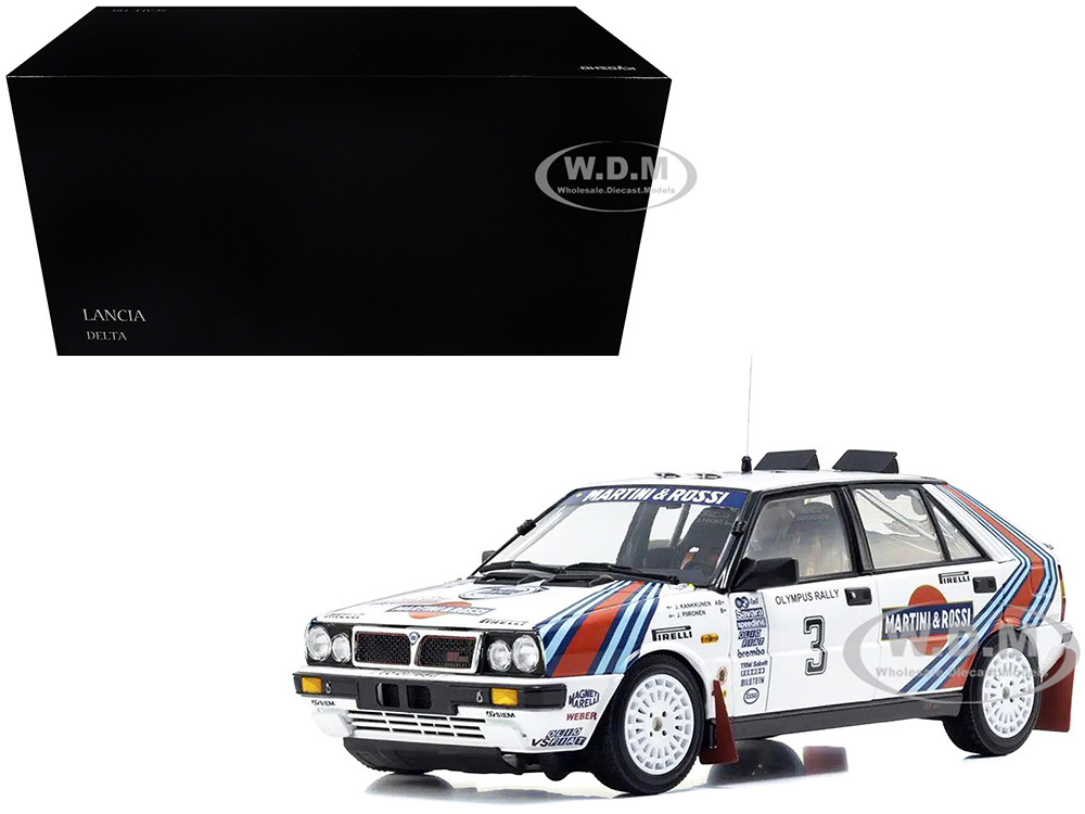 Lancia Delta HF 4WD #3 Juha Kankkunen - Juha Piironen "Martini Racing" Winner "Olympus Rally" (1987) 1/18 Diecast Model Car by Kyosho diecast model