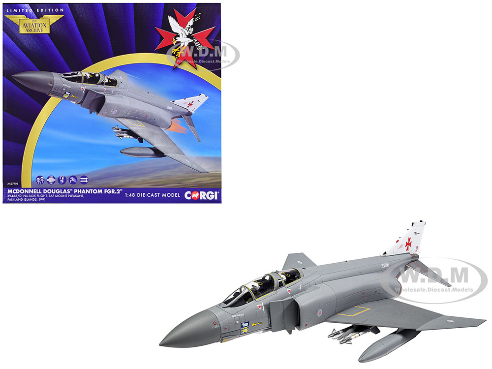 McDonnell Douglas Phantom FGR.2 Fighter Aircraft "#1435 Flight, RAF Mount Pleasant, Falkland Islands" (1991) Royal Air Force "The Aviation Archive" Series 1/48 Diecast Model by Corgi diecast model
