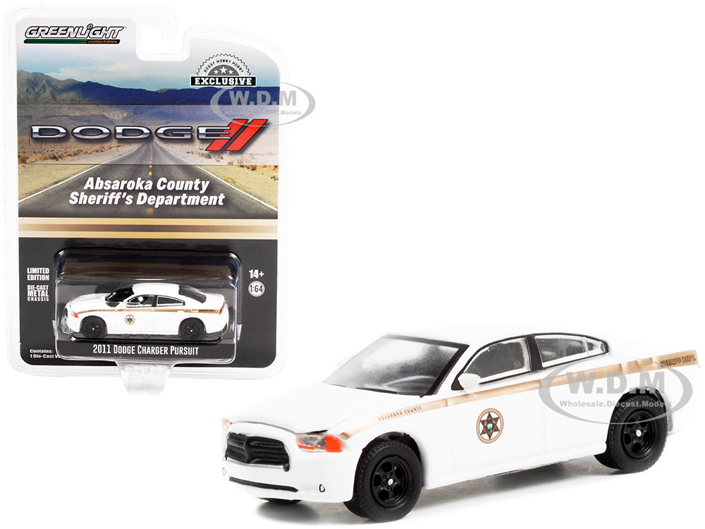 2011 Dodge Charger Pursuit White "Absaroka County Sheriff's Department" "Hobby Exclusive" 1/64 Diecast Model Car by Greenlight diecast model
