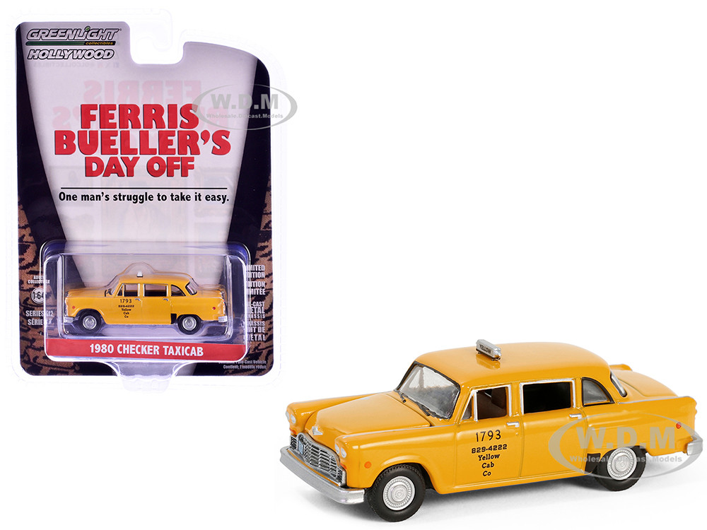 1980 Checker Taxicab "Yellow Cab Co. #1793" Yellow "Ferris Bueller's Day Off" (1986) Movie "Hollywood Series" Release 42 1/64 Diecast Model Car by Greenlight diecast model