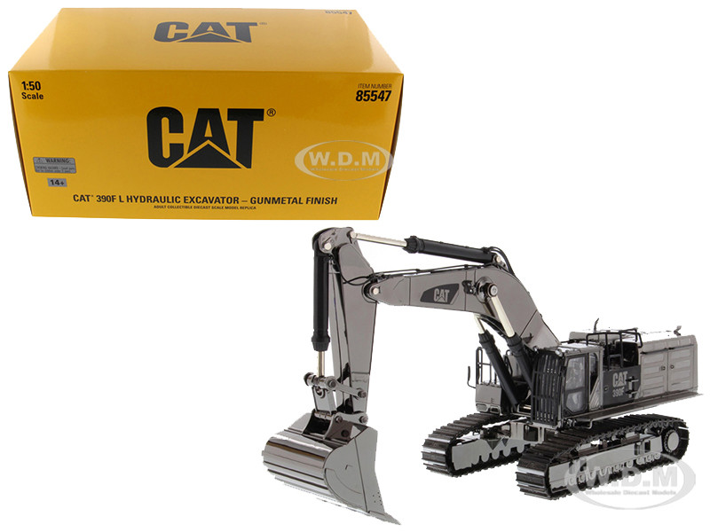 CAT Caterpillar 390F L Hydraulic Tracked Excavator Gunmetal "Commemorative Series" 1/50 Diecast Model by Diecast Masters diecast model