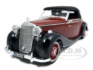 1950 Mercedes Benz 170S Cabriolet Burgundy and Black 1/18 Diecast Model Car by Signature Models diecast model