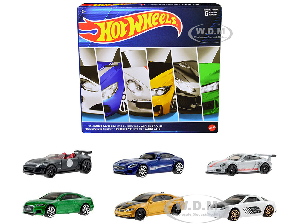 "European Theme" 6 piece Set Diecast Model Cars by Hot Wheels diecast model