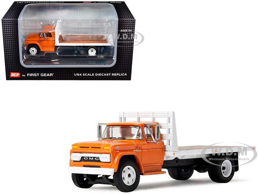 GMC 4000 Flatbed Truck Omaha Orange 1/64 Diecast Model by DCP/First Gear diecast model